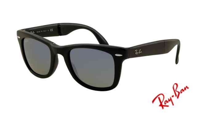 ray ban rb4105 folding wayfarer sunglasses glossy black frame gr